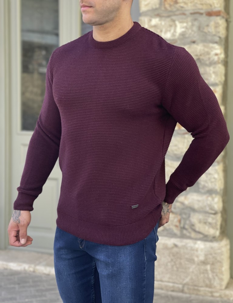 Darious ανδρικό μπορντώ πλεκτό πουλόβερ 24029K φωτογραφία